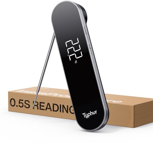 Typhur InstaProbe Core Profi Fleischthermometer – 0,5s Sofortanzeige, ±0,3°C Präzise, NIST & NSF Zertifiziert, IP67 Wasserdicht, 180° Drehbildschirm, Magnethalter, Grillthermometer, Bratenthermometer