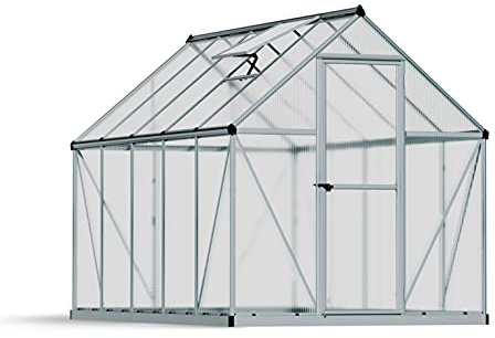 Palram Canopia by Gewächshaus klein Mythos 6x10 Treibhaus 306x185 cm Aluminium Silber Tomatenhaus Polycarbonatplatten UV-beständig