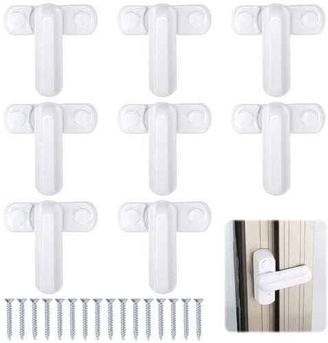 8 Stück Fenstersicherung Einbruchschutz, Fenstersicherung mit 16 Schrauben, Fensterriegel für Upvc Fenster und Holzfenster