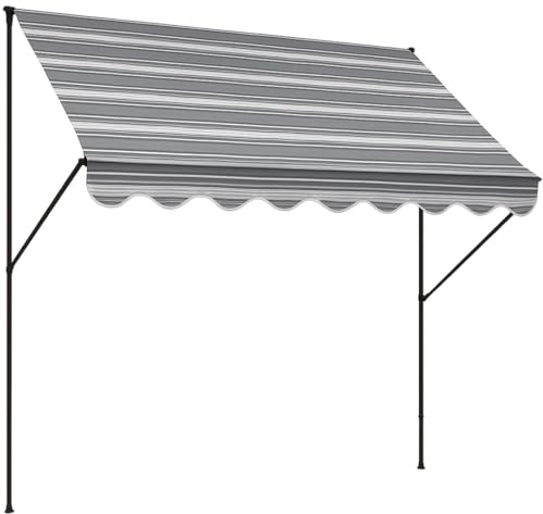 Angerer Klemmmarkise Exklusiv mit Handkurbel, Terrasse/Balkon, einfache Montage ohne Bohren, Made in Germany, hochwertiger Stoff, UV-beständig, höhenverstellbar, wasserabweisend, 250 cm Grau
