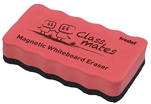 Trodat Radierschwamm für Whiteboards – magnetisch haftend, Zeichnungen von Markern und Stiften trocken abwischen – Größe 10,5 x 5,5 x 1,8 cm, Rot