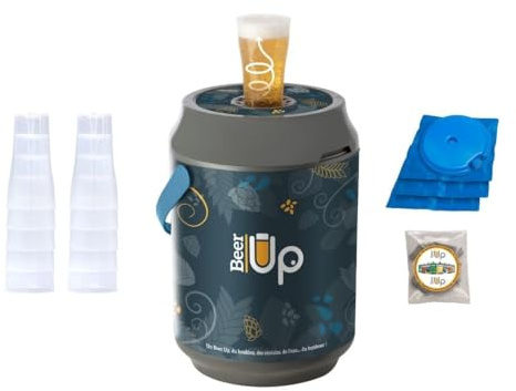 BEER UP – Bierzapfanlage mit Kühlung für zu Hause mit 20 Gläser für 5L Beertender® Fässer - Frische Bierfässer 20std Ohne Strom - Transportierbar - Events, Picknicks, Aperitifs (STANDARD)