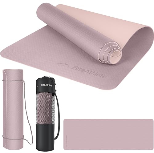 EliteAthlete Yogamatte - Sportmatte - Fitnessmatte - Gymnastikmatte gepolstert & rutschfest für Fitness, Pilates - Yoga Matte - 183 cm x 61 cm x 0.6 cm - Trainingsmatte inkl. Transportgurt + Tasche