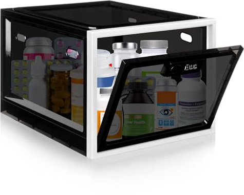 Gemaxvoled Abschließbare Box– Transparente Medikamentenbox zur Kindersicherung, Handy-Sperre & Snack-Kontrolle – BPA-freies Material, 12,6 Liter Fassungsvermögen, stapelbar & belüftet