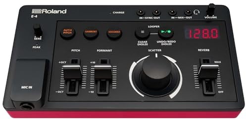 Roland AIRA Compact E-4 Voice Tweaker | Werkzeug zur Stimmbearbeitung mit professionellen Effekten | 24-Sekunden-Looper | Low-Cut-Filter | 3,5 Stunden Batterielaufzeit | leicht & mobil