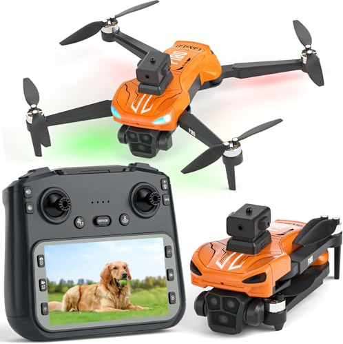 GPS Drohne mit 4K-Kamera, Automatischer Hindernisvermeidung, 90° verstellbarem Objektiv, Flugwegsteuerung, langer Flugzeit mit 4,5-Zoll-Fernbedienungsdisplay für Anfänger, Kinder und Erwachsene