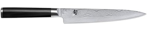 KAI Shun Classic japanisches Allzweckmesser 15 cm Klingenlänge - Damastmesser 32 Lagen VG MAX Kern - 61 (±1) HRC - Griff aus Pakkaholzgriff - Made in Japan - kleines Kochmesser schmal geschmiedet