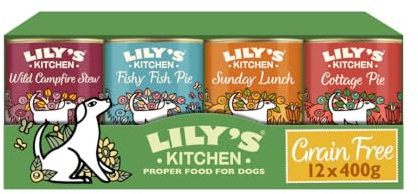 Lily's Kitchen natürliches Nassfutter für ausgewachsene Hunde, Dosen, getreidefreie Rezepturen, verschiedene Sorten (12 x 400g dosen)