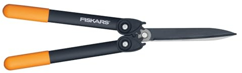 Fiskars PowerGear II Getriebe-Heckenschere, Antihaftbeschichtet, Rostfreie Stahl-Klingen, Länge: 57 cm, Schwarz/Orange, HS72, 1000596
