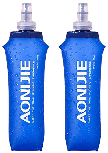Azarxis TPU Faltbarer Soft Flask, BPA-Frei Trinkblase Trinkflaschen Wasserflasche für Trinkrucksack Fahrrad Klettern Sport (500ml - 2 Stück)