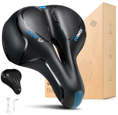 YOUNGDO Fahrradsattel, Gel Fahrradsitz, breiter, weicher, komfortabel atmungsaktiv stoßdämpfend, Ergonomisch Fahrrad Sattel mit wasserdichte Abdeckung