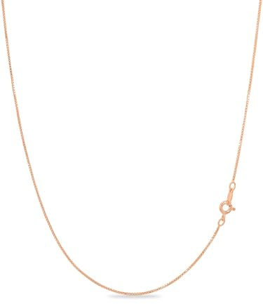 KEZEF Goldkette Damen 18K vergoldet, 925 Silber, 38-75 cm, ohne Anhänger | Venezianerkette, Boxkette, Sterlingsilber Basis, Neun Längen, Drei Farbtöne, Federringverschluss, 15 Bis 30 Zoll
