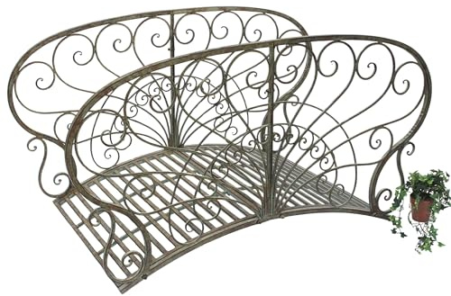 DanDiBo Gartenbrücke Metall mit Geländer 150 cm Teichbrücke Antik 150106 Brücke Garten Metallbrücke Gartenmöbel Steg Stabil Zierbrücke