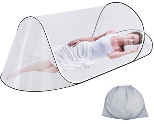 LINSOCLE Moskitonetz Pop Up, 200 x 80 x 56 cm Faltbares Mückennetz, Tragbares Campingzelt Moskitonetz Bett für Bett, Reisen,Outdoor Campin Bequem, Schnell und Tragbar