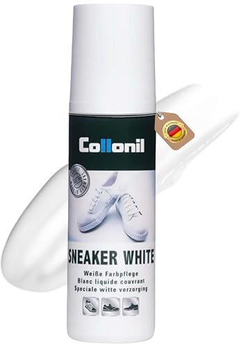 Collonil Schuhreiniger weiß | für Schuhe aus weißem Glattleder | Flüssigcreme mit integriertem Schwamm