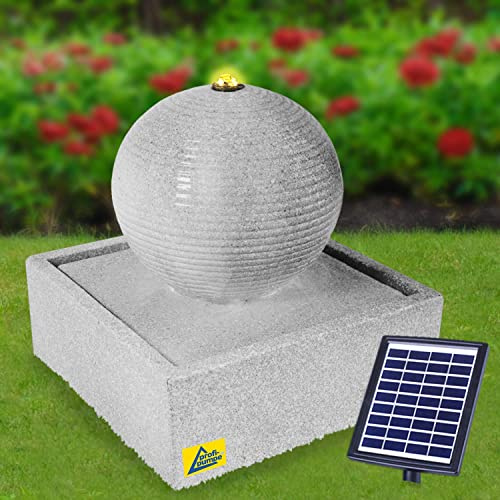 Gartenbrunnen Solarbrunnen Brunnen, Vogelbad Wasserfall, Gartendeko mit Pumpe, Wasserspiel für Garten Terrasse, Balkon, Sehr Dekorativ (Solar - Brunnen MODERN mit LED-Licht)