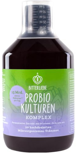 BitterLiebe® Bitter Probio-Kulturen Komplex - flüssige Darmbakterien - magensaftresistentes Mittel mit 20 Bakterienstämmen-15 Milliarden Bakterien
