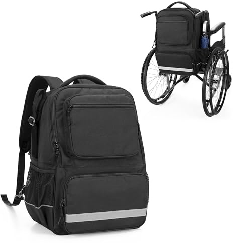 samdew Rollstuhl Rucksack, hinten motorisierte Rollstuhl Zubehör Tasche | Zubehörtasche für Rollstuhl mit Wärmeisolationstasche zur Medikamentenaufbewahrung, nur Tasche