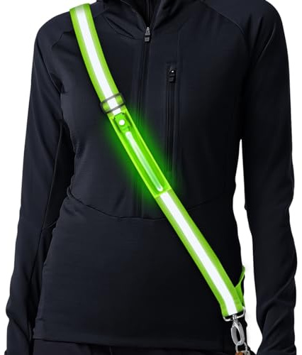 Simket Lauflicht Joggen mit Reflektoren Gürtel, LED Lauflampe USB Aufladbar Verstellbar Nacht Sicherheitslicht Laufgürtel für Joggen Laufen Running Fahrradfahren Hundewandern Outdoor Sports