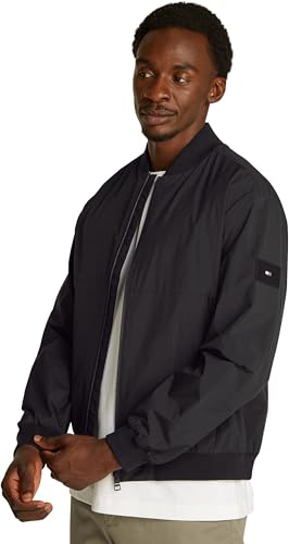 Tommy Hilfiger Herren Bomberjacke Branded mit Baseballkragen, Schwarz (Black), M