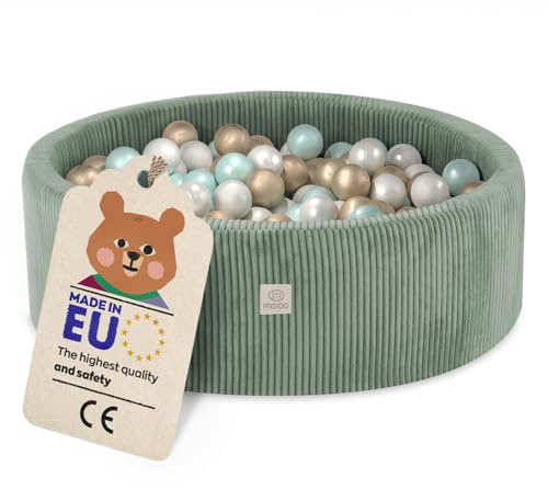 MISIOO Bällebad mit Schaumstoff-Füllung - 90x30cm - 200 Bälle - Hochwertige Bällebad Bälle für Kinder - Weiches und Sicheres Spielzeug - Waschbar