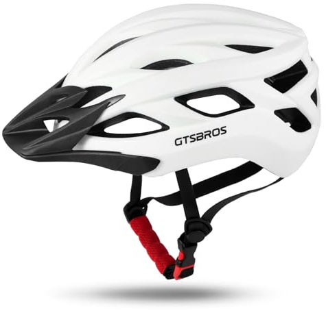 GTSBROS Fahrradhelm mit Visier für Damen Herren– Leichter Abnehmbarem Helm für Mountainbike und Stadtverkehr (Weiß, M)