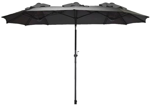 Spetebo Doppel Sonnenschirm mit Kurbel 300 x 150 cm - anthrazit - XL Gartenschirm mit Knickgelenk - Martschirm Sonnen Schutz UV 50+ für Balkon Terrasse Garten groß verstellbarer Neigungswinkel