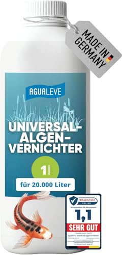 AGUALEVE® Universal-Algenvernichter 1l *NEU* | effektiv gegen alle Arten von Teichalgen mit innovativer Solar-Guard-Formel | Fisch-, Garten- & Schwimmteiche | Made in Germany | 20.000l Teichwasser