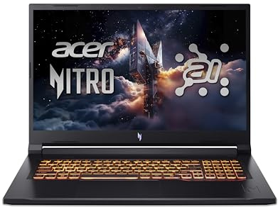 Acer Nitro V 17 AI (ANV17-41-R27N) Gaming Laptop, 17 WQHD IPS 165Hz Display, AMD Ryzen 7 260, 32 GB RAM, 1 TB SSD, NVIDIA GeForce RTX 5060, Windows 11, QWERTZ Tastatur, Black
