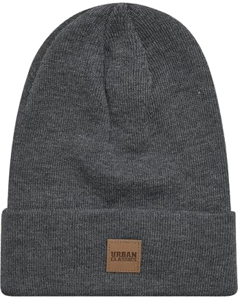 Urban Classics Leatherpatch Long Beanie Unisex Mütze schwarz Basics, Streetwear