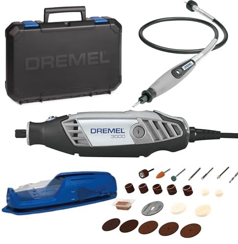 Dremel 3000 Multifunktionswerkzeug 130W, Set mit 1 Aufsatz, 25 Zubehörteilen, Variable Drehzahl 10.000-33.000 U/min zum Schneiden, Schleifen, Gravieren, Polieren, Schärfen, Reinigen, Schnitzen