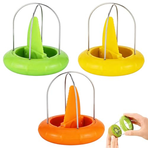 KOMUNJ 3 Stück Kiwi Schäler Obst Kiwi Schneider Kiwi Teiler mit Kunststoffschneider, Mini Fruit Kiwi Cutter Schneidmaschine Küchenhelfer Werkzeuge Peeling