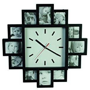 Out of the Blue 79/3015 Kunststoff-Wanduhr mit 12 Bilderrahmen