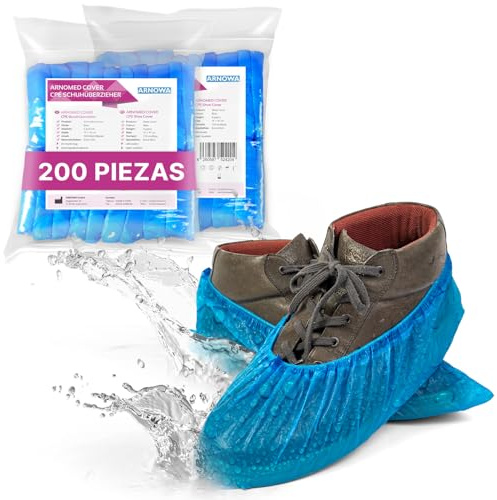 ARNOMED® Schuhüberzieher Einweg, CPE Überziehschuhe Blau | Rutschfeste Überzieher Schuhe Blau, Schuhschutz Überzug bis Gr 47, Maße: 17x40cm, robuste Überschuhe für die Baustelle
