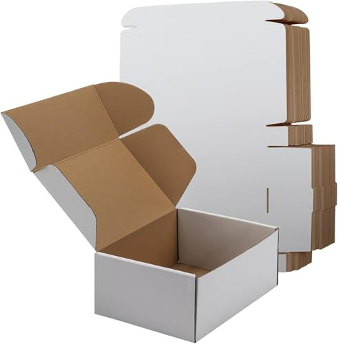 RLAVBL 25 Stück weiße Versandkartons mit den Maßen 22,9 x 15,3 x 10,2 cm für den Versand von Gegenständen, Spielzeug und Geschenken