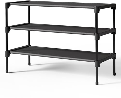 Kitsure Schuhregal für den Eingangsbereich - Stabiler & langlebiger Schuhschrank für den Schrank, platzsparendes schuhablage, 63 x 30 x 36 cm, Black