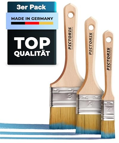 PICTORIS Lasurpinsel 3er Set I Made in Germany I kein Borstenverlust I Profi Pinsel Maler für Holzlasur Leinöl Kreidefarbe I Maler Pinsel Holz streichen mit Holzfarbe