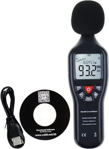 GAIN EXPRESS Dezibel Messgerät, Schallpegelmessgerät, Digital db Messgerät mit LCD-Display A/C Gewichtet, Dezibelmesser Bereich 30-130 dB, Data Hold-Funktion Lärmmessgerät