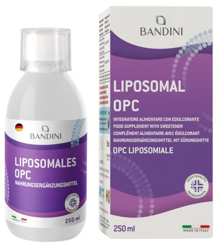 Bandini® OPC Liposomal 250 ml - Traubenkernextrakt hochdosiert mit 95% OPC - 25 Tagesdosen à 200 mg - Höchste Bioverfügbarkeit – Hochwertiges natürliches Antioxidans - Vegan Traubenkern Extrakt
