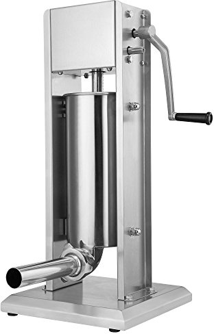 Zelsius Profi Wurstfüllmaschine aus Edelstahl | 5 Liter, Silber | Inkl. 4 verschiedene Füllrohre | Wurstfüller, Wurstpresse, Wurstmaschine mit 2-Gang-Getriebe, Entlüftungsventil und Handkurbel