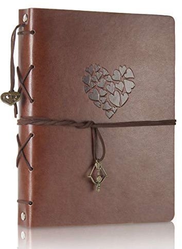 ThxMadam Leder Selbstgestalten Fotoalbum Scrapbook Album Foto Buch Hochzeit Gästebuch Vintage Fotobuch 60 Schwarze Seiten für Weihnachten Geburtstag Jahrestag Geschenk für Mutter Frau Mann Freund