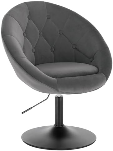 WOLTU Schminktisch Stuhl, Loungesessel 360° drehbar höhenverstellbar mit Armlehne Rückenlehne, Schminkstuhl für Schlafzimmer & Wohnzimmer, Hocker aus Samt, Dunkelgrau