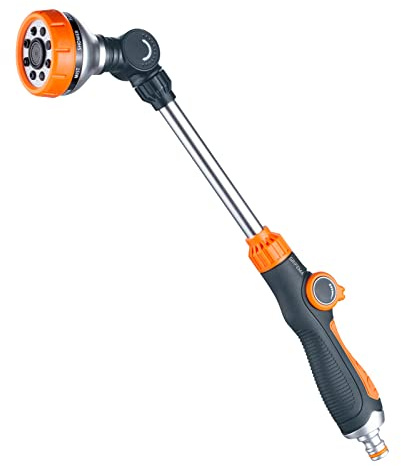 GRIFEMA Blumenampel-Gießstab, 8 Sprühbilder Garten Schlauch Bewässerung Zauberstab, 40.5cm Lang, Stab-Gartenbrause für Einen Höheren Wasserdurchfluss , Schwarz/Orange