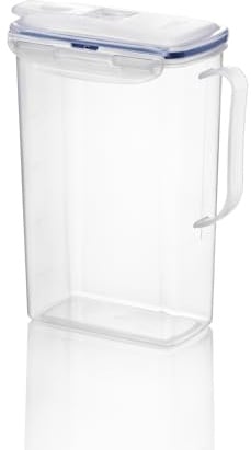 LocknLock Kühlschrankkrug, Kunststoffkrug mit Klappdeckel, Water Jug - Krug mit Deckel, Saftkrug Saftkanne, Wasserkrug mit Griff, BPA-frei (Transparent, 2000 ml)