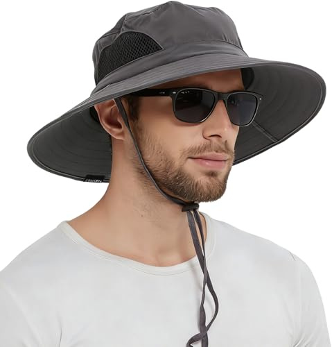 EINSKEY Sonnenhut Herren, UPF 50+ UV-Schutz Faltbar Sommerhut Wanderhut Safari Hut für Damen, Breite Krempe Atmungsaktiv Outdoor Sonnenschutz Hut Anglerhu