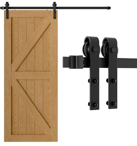 ETIASQSA 183CM/6FT Schiebetürbeschlag Schiebetürsystem Gleitschiene Holzschiebetür Schwarz Geeignet für individuelle Schiebetüren