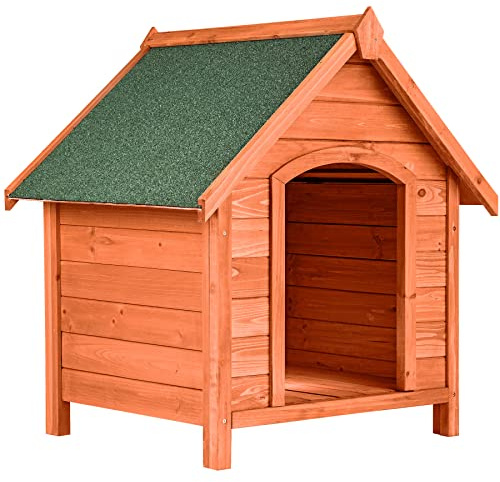 tectake Hundehütte Outdoor, große Hütte für Hund, Winterfest, Hundehöhle für Zuhause und draußen, Holz Box Haus mit aufklappbarem Dach, Hundehaus für drinnen und draußen