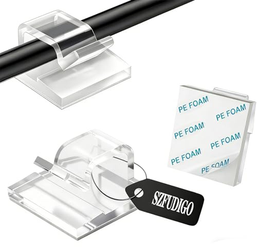 SZFUDIGO kabelhalter，50 PCS kabelhalter selbstklebend Wand kabelführung Cable Holder kabelbefestigung selbstklebend Wand Kabel wandhalterung Befestigung (transparent)