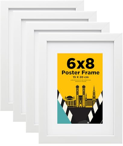 Egofine Bilderrahmen 15x20 cm, Holzrahmen Rahmen 15x20 cm mit Acrylglas für Tisch- und Wandmontage, Passepartout für Fotos 10 x 15 cm, Perfekt für Porträts, Zuhause, Büro, Weiß, 4er