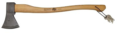 Bison1879 Universalaxt, 1250 gr. Handgeschmiedet, für Garten, Forst, Waldarbeit, Camping, mit Hickorystiel 700mm
